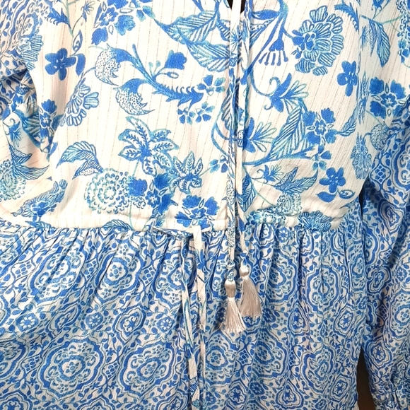 House of Harlow 1960  Floral Blue Tiered mini Dress size Medium - Picture 6 of 11